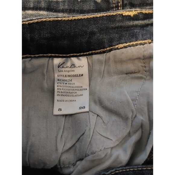 Women's Kancan Distressed Raw Hem Denim Skirt Size 26 - Picture 5 of 7